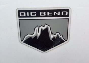Ford Bronco Sport Big Bend emblem with mountain graphic.