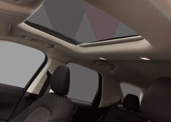 Interior view of the 2022 Ford Bronco Sport with sunroof and heated seats.