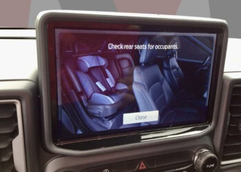 Interior view of 2022 Ford Bronco Sport Big Bend showing rear seats and infotainment screen.
