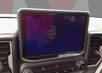 Close-up of the infotainment screen in a 2022 Ford Bronco Sport.