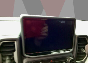Modern dashboard with large infotainment screen in 2022 Ford Bronco Sport Big Bend.